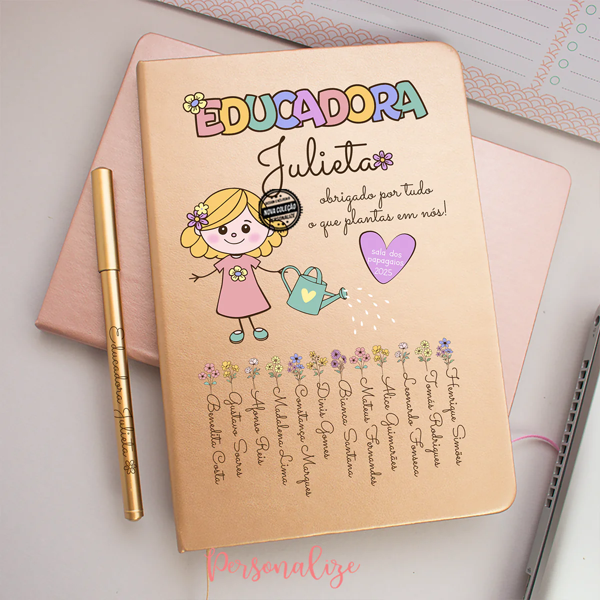Bloco com caneta flores educadora "Obrigada..." - Image 2