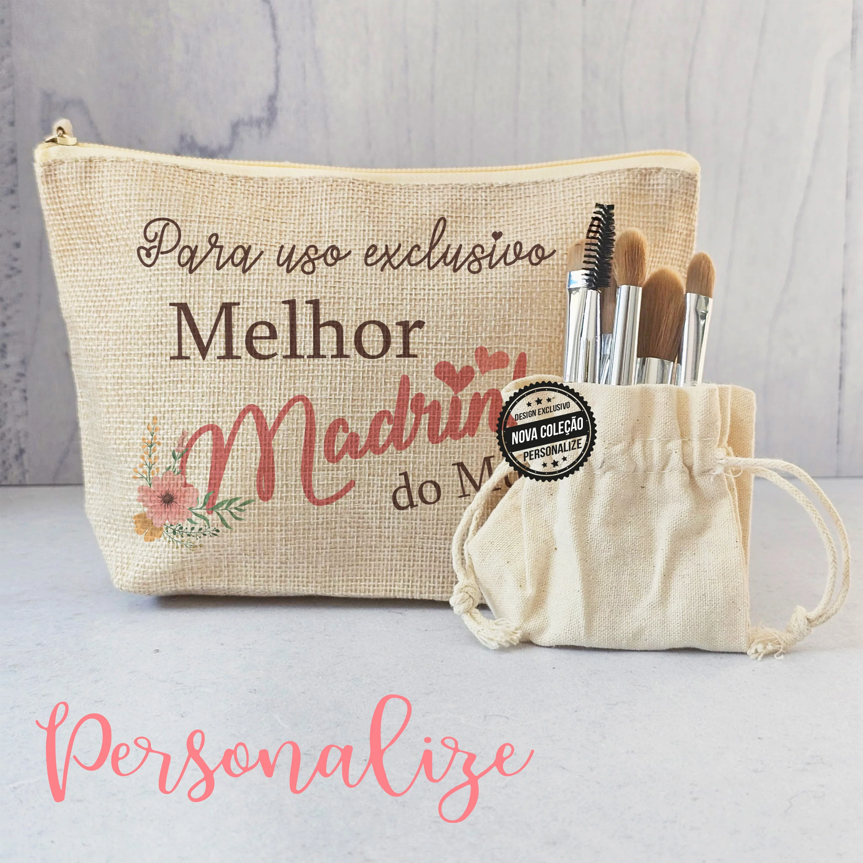 Bolsa de linho "Melhor Madrinha" - Image 2