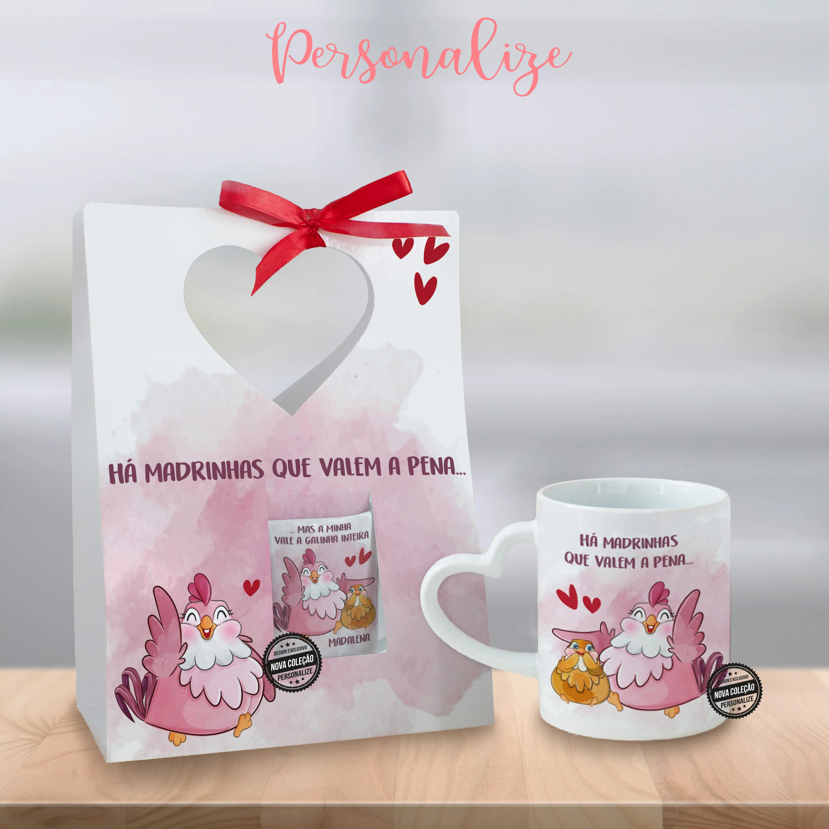 Caneca asa coração com saco "Há padrinhos/madrinhas que valem a pena…" - Image 2