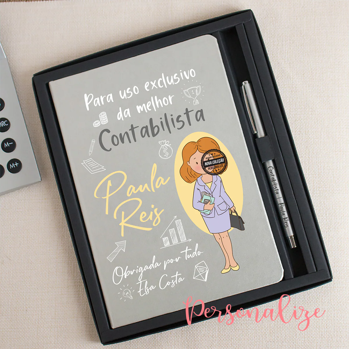 Conjunto bloco e caneta "Contas em dia com o melhor contabilista" - Image 2