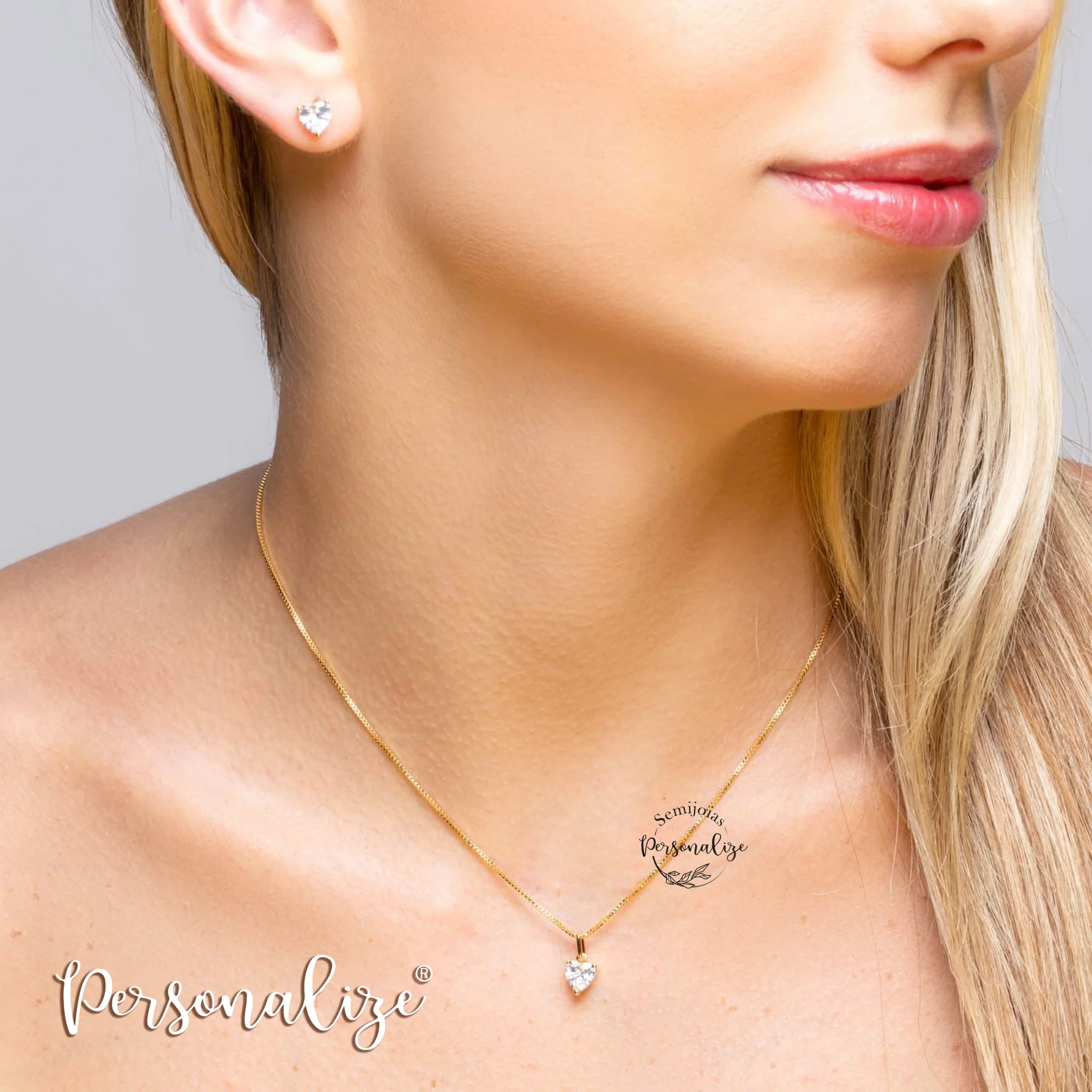 Conjunto brincos e fio ponto de luz "Coração" - Image 3