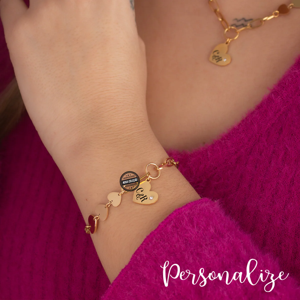 Fio e/ou pulseira corações "Iniciais" - Image 3