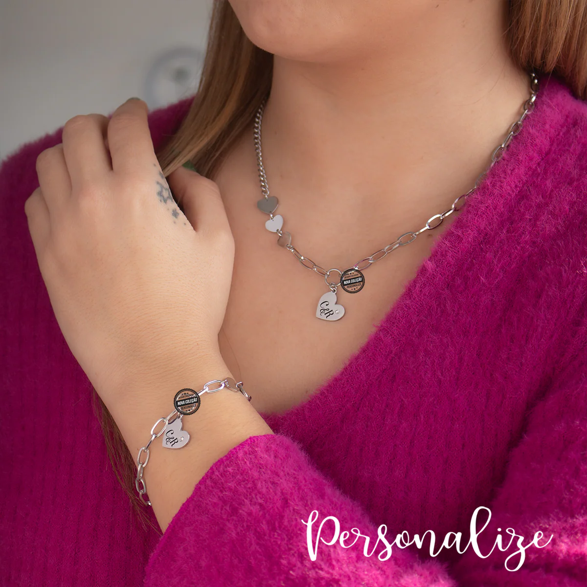 Fio e/ou pulseira corações "Iniciais" - Image 4