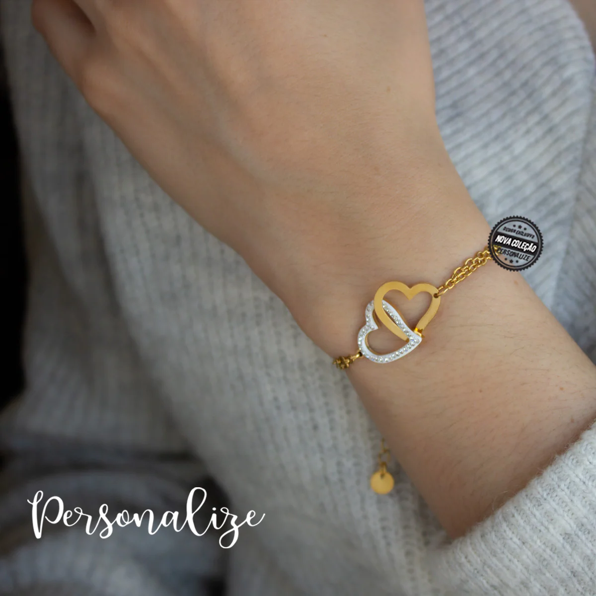 Fio e/ou pulseira strass "corações" - Image 2