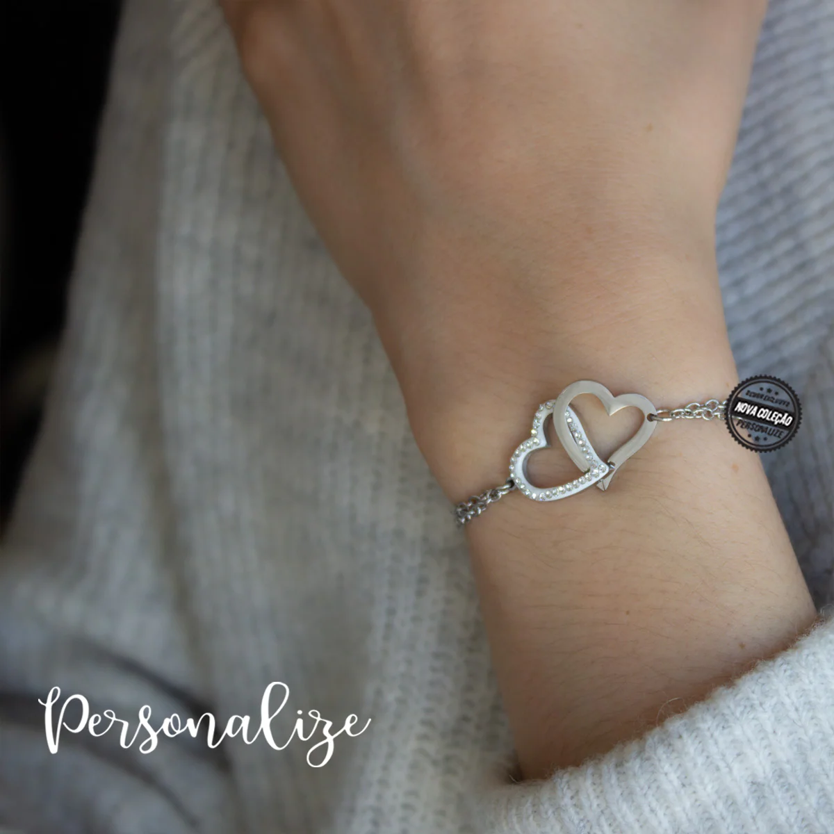 Fio e/ou pulseira strass "corações" - Image 3