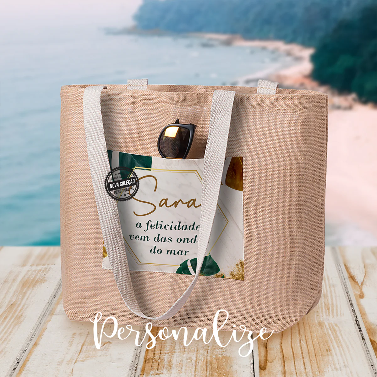 Saco de praia "A felicidade..."