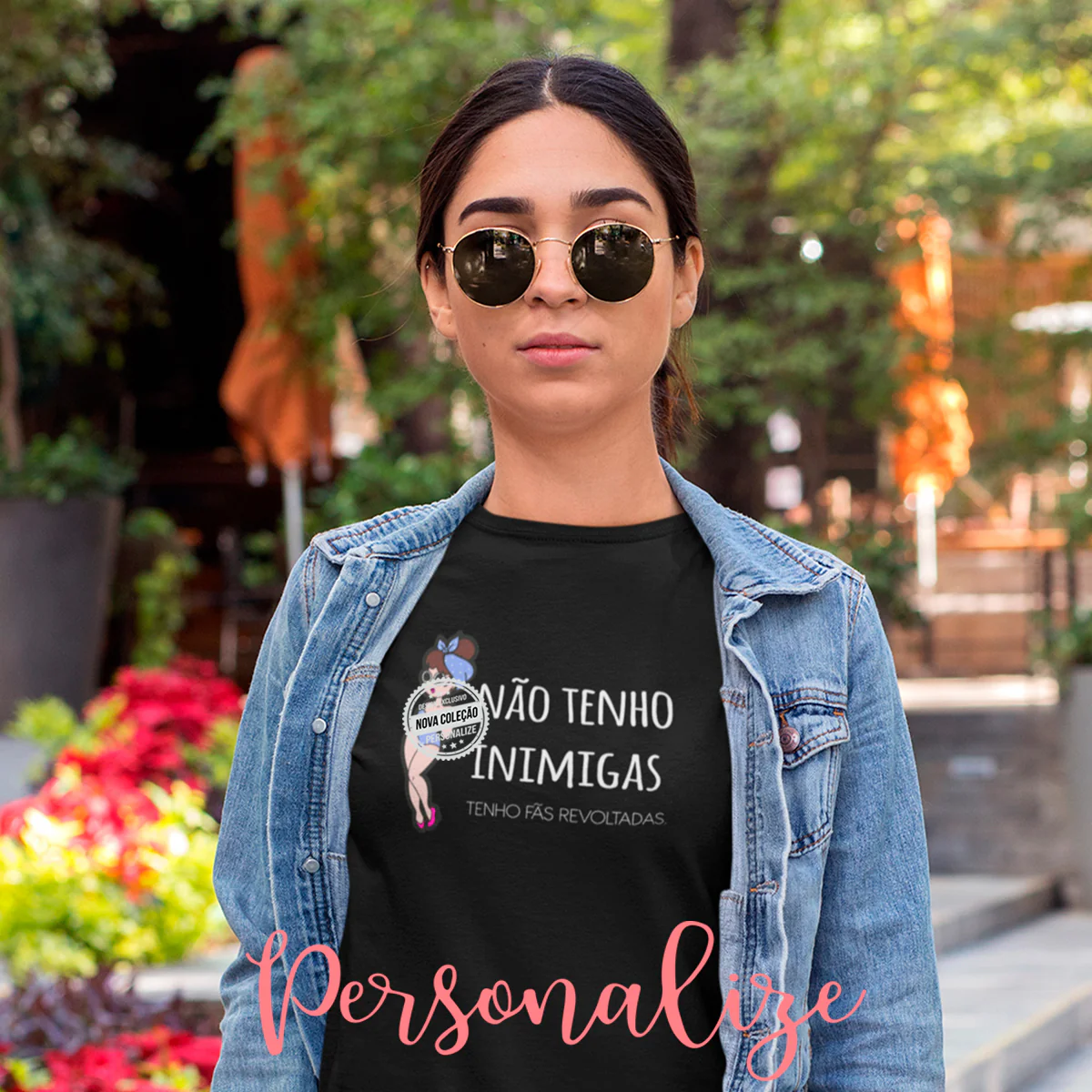 T-shirt 100% algodão "Não tenho inimigas..." - Image 2