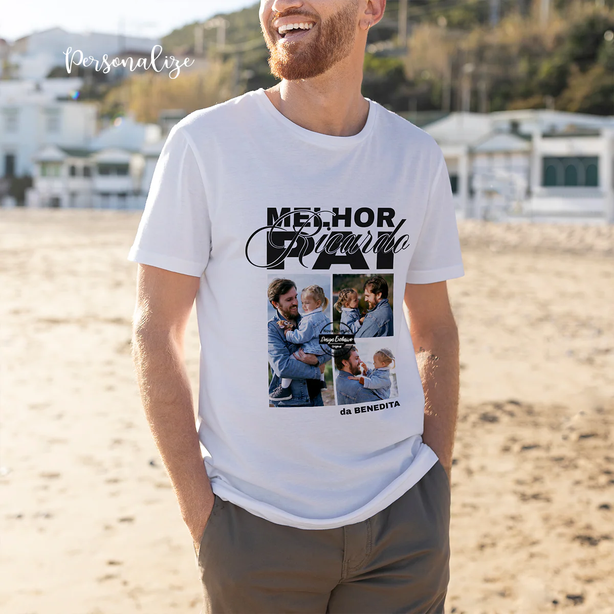 T-shirt com fotografias "Melhor Pai" - Image 2