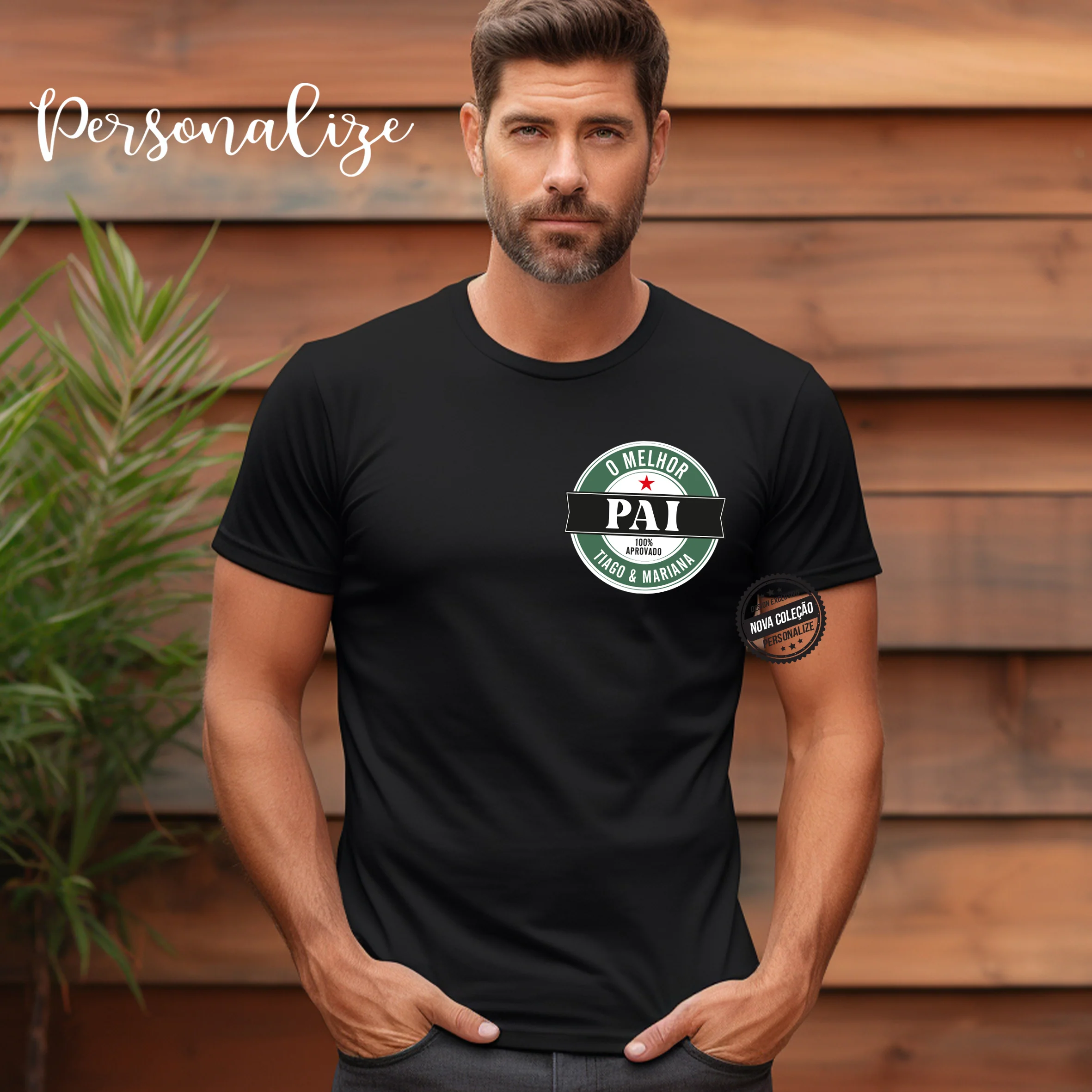 T-shirt " Melhor pai - 100 % autentico " - Image 2