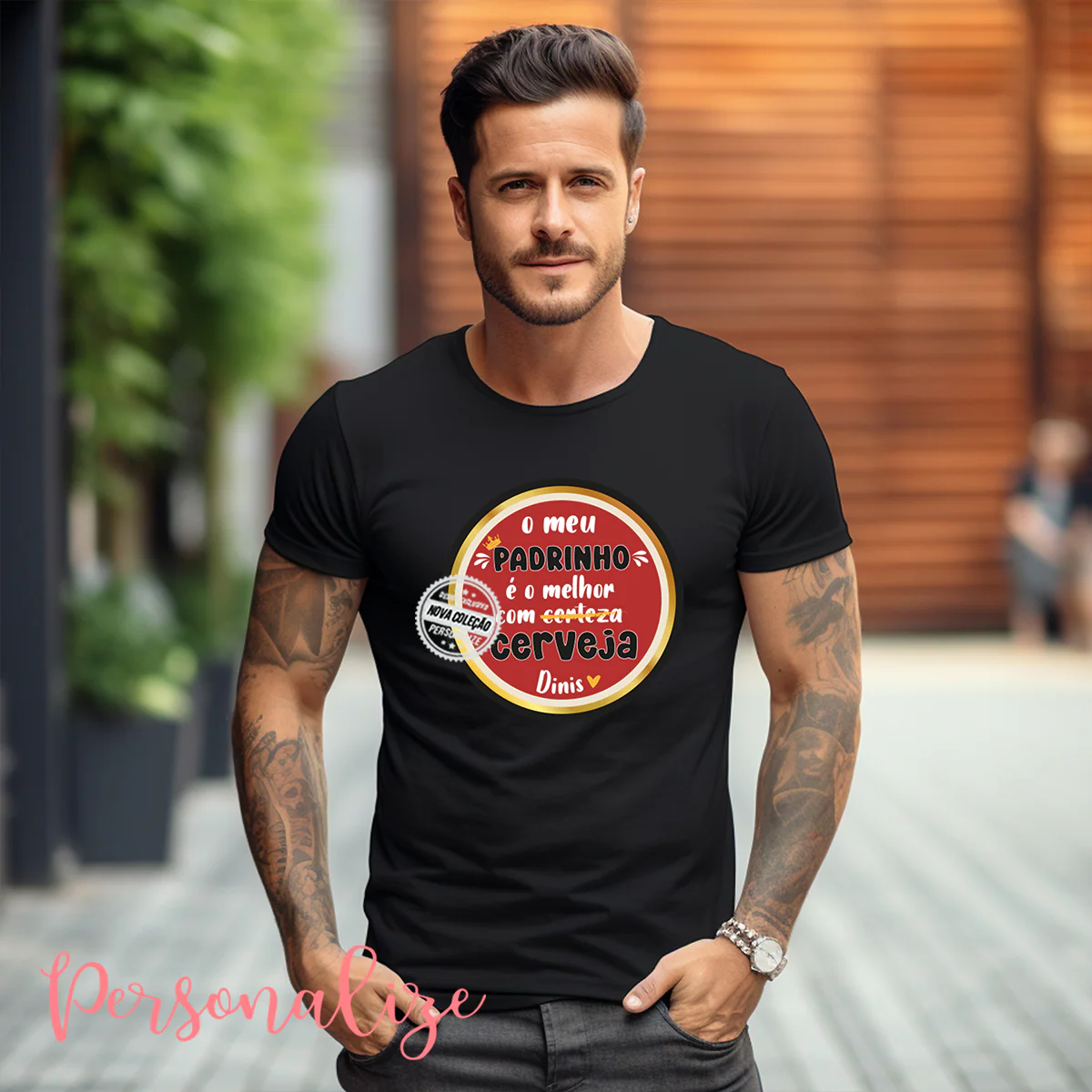 T-shirt Padrinho " O meu padrinho é melhor com cerveja" - Image 2