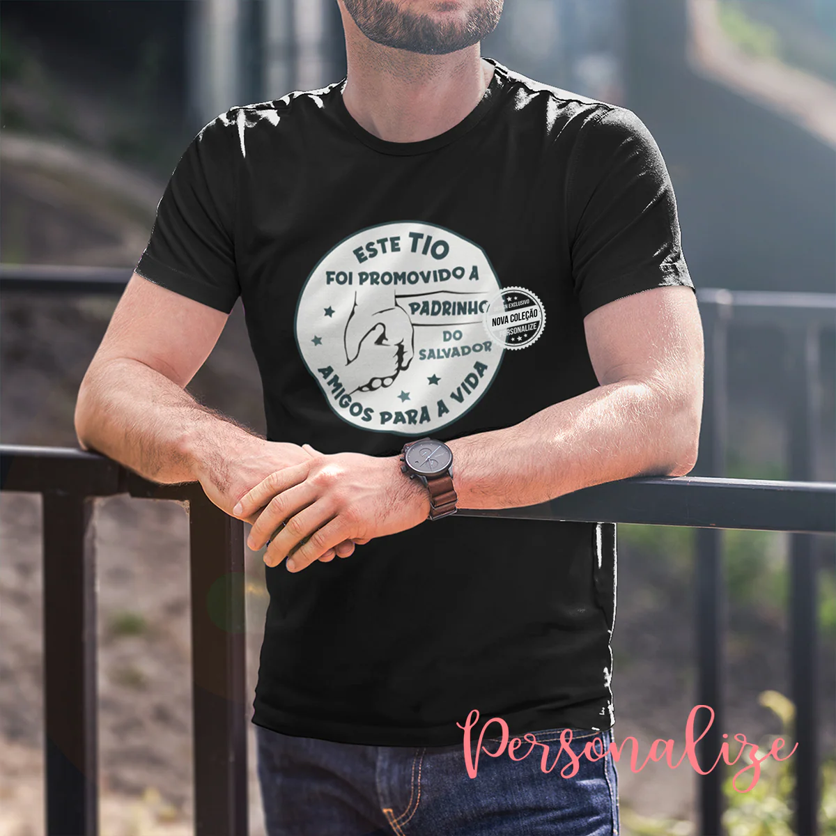 T-shirt 100% algodão "Promovido a padrinho..." - Image 2